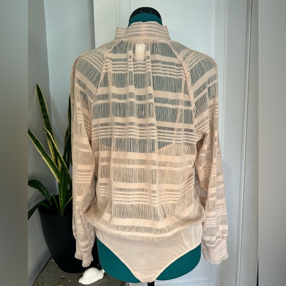 BCBGMAXAZRIA Pink Nude Semi-Sheer Long-sleeve Bodysuit - Picture 8 of 15